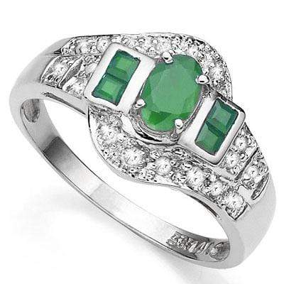 BEAUTIFUL ! 3/5 CARAT EMERALD & 1/5 CARAT (20 PCS) DIAMOND 10KT SOLID GOLD RING - Wholesalekings.com
