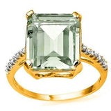 BEAUTIFUL 5.42 CARAT TW (9 PCS) GREEN AMETHYST  GENUINE DIAMOND 10K SOLID YELLOW - Wholesalekings.com