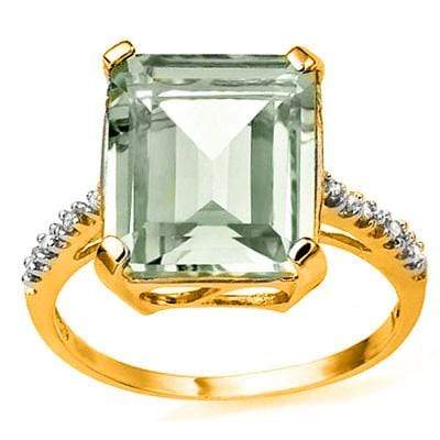BEAUTIFUL 5.42 CARAT TW (9 PCS) GREEN AMETHYST  GENUINE DIAMOND 10K SOLID YELLOW - Wholesalekings.com