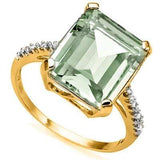 BEAUTIFUL 5.42 CARAT TW (9 PCS) GREEN AMETHYST  GENUINE DIAMOND 10K SOLID YELLOW - Wholesalekings.com