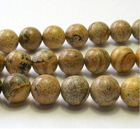Brown Round Picture Jasper Beads Natural Stone Beads 12 mm Strand 15"/DIY For Je - Wholesalekings.com