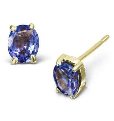 CAPTIVATING 1 CARAT TW (2 PCS) NATURE TANZANITE 14K SOLID YELLOW GOLD EARRINGS - Wholesalekings.com