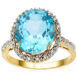 CAPTIVATING 6.5 CARAT TW (23 PCS) BLUE TOPAZ  GENUINE DIAMOND 14K SOLID YELLOW G - Wholesalekings.com