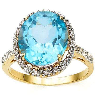 CAPTIVATING 6.5 CARAT TW (23 PCS) BLUE TOPAZ  GENUINE DIAMOND 14K SOLID YELLOW G - Wholesalekings.com