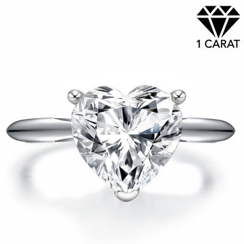 CERTIFIED 1.00 CT DIAMOND HEART MOISSANITE (VS) SOLITAIRE 14KT WHITE SOLID GOLD ENGAGEMENT RING wholesalekings wholesale silver jewelry