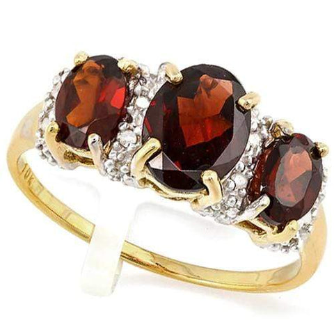 CHARMING !  2.21 CARAT GARNET  (16 PCS) DIAMOND 10KT SOLID GOLD RING - Wholesalekings.com