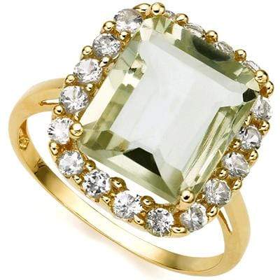 CHARMING 5.84 CARAT TW (19 PCS) GREEN AMETHYST  WHITE TOPAZ 10K SOLID YELLOW GOL - Wholesalekings.com