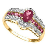 CLASSIC 0.92 CT GENUINE RUBY & 24 PCS WHITE DIAMOND  10K SOLID YELLOW GOLD RING - Wholesalekings.com