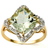 CLASSIC 4.02 CARAT TW (21 PCS) GREEN AMETHYST & GENUINE DIAMOND 10K SOLID YELLOW - Wholesalekings.com