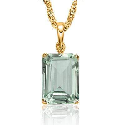 CLASSY 0.55 CARAT TW (1PC) GREEN AMETHYST 10K SOLID YELLOW GOLD PENDANT - Wholesalekings.com