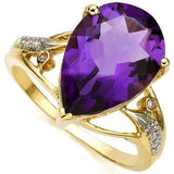 CLASSY 5.29 CARAT TW (9 PCS) AMETHYST  GENUINE DIAMOND 10K SOLID YELLOW GOLD RIN - Wholesalekings.com