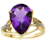 CLASSY 5.29 CARAT TW (9 PCS) AMETHYST  GENUINE DIAMOND 10K SOLID YELLOW GOLD RIN - Wholesalekings.com