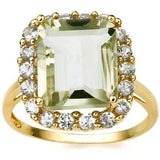 CLASSY 5.84 CARAT TW (19 PCS) GREEN AMETHYST  WHITE TOPAZ 14K SOLID YELLOW GOLD - Wholesalekings.com