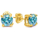 CLOSEOUT OFFER: 1.00 CT BLUE DIAMOND MOISSANITE (VS CLARITY) 10KT SOLID GOLD EARRINGS STUD wholesalekings wholesale silver jewelry