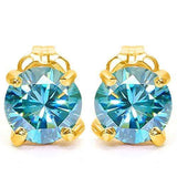 CLOSEOUT OFFER: 1.00 CT BLUE DIAMOND MOISSANITE (VS CLARITY) 10KT SOLID GOLD EARRINGS STUD wholesalekings wholesale silver jewelry