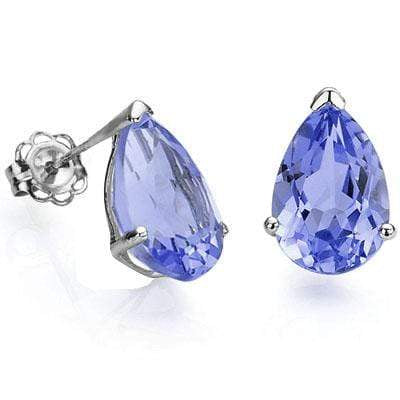 CLOSEOUT OFFER: 1 CARAT PEAR SHAPE TANZANITE 10K SOLID WHITE GOLD EARRINGS wholesalekings wholesale silver jewelry