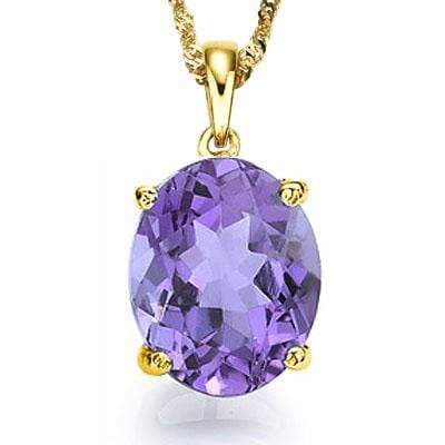 DAZZLING 0.5 CARAT TW (1 PCS) AMETHYST 10K SOLID YELLOW GOLD PENDANT - Wholesalekings.com