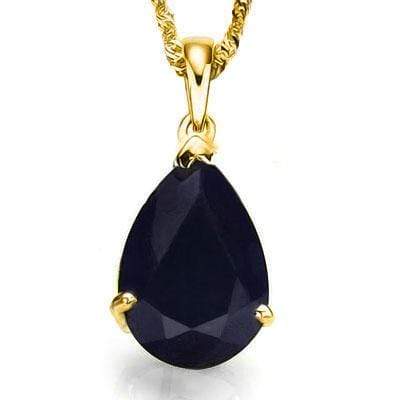 ELEGANT 0.5 CARAT TW (1 PCS) GENUINE BLACK SAPPHIRE 10K SOLID YELLOW GOLD PENDAN - Wholesalekings.com