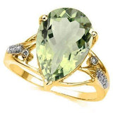 ELEGANT 5.7 CARAT TW (9 PCS) GREEN AMETHYST & GENUINE DIAMOND 10K SOLID YELLOW G wholesalekings wholesale silver jewelry