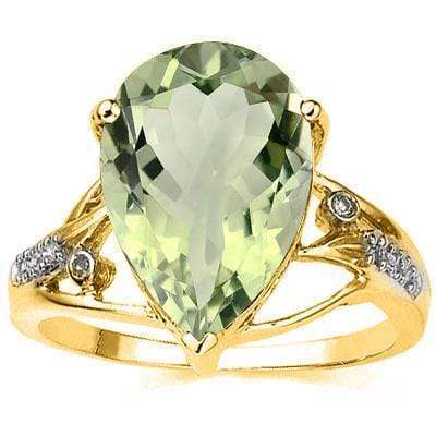 ELEGANT 5.7 CARAT TW (9 PCS) GREEN AMETHYST & GENUINE DIAMOND 10K SOLID YELLOW G wholesalekings wholesale silver jewelry