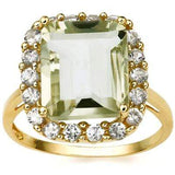 ELEGANT 5.84 CARAT TW (19 PCS) GREEN AMETHYST & WHITE TOPAZ 18K SOLID YELLOW GOL - Wholesalekings.com