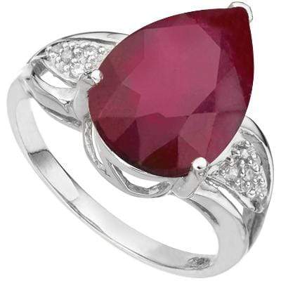 ELITE 5.61 CARAT GENUINE RUBY & GENUINE DIAMOND 10K SOLID WHITE GOLD RING - Wholesalekings.com