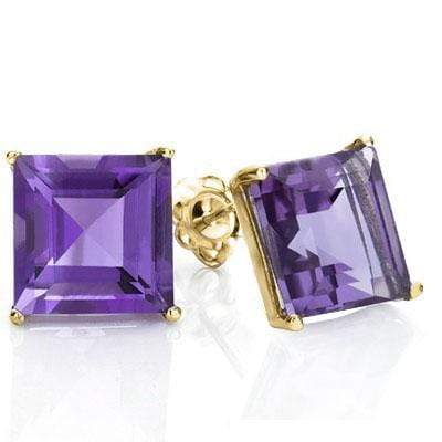 EXCELLENT 1 CARAT TW (2 PCS) AMETHYST 10K SOLID YELLOW GOLD EARRINGS - Wholesalekings.com