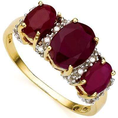 EXCELLENT 3.33 CARAT TW (19 PCS) GENUINE RUBY & GENUINE RUBY 10K SOLID YELLOW GO - Wholesalekings.com