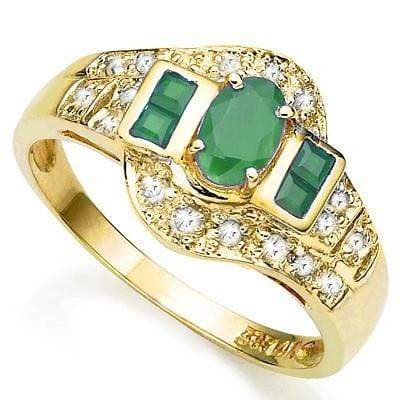 EXCELLENT ! 3/5 CARAT EMERALD & (20 PCS) DIAMOND10KT SOLID GOLD RING - Wholesalekings.com