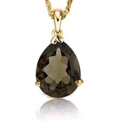 EXCLUSIVE 0.5 CARAT TW (1 PCS) SMOKEY TOPAZ 10K SOLID YELLOW GOLD PENDANT - Wholesalekings.com