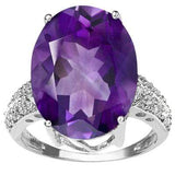 EXCLUSIVE 10.47 CARAT AMETHYST & GENUINE DIAMOND 14K SOLID WHITE GOLD RING - Wholesalekings.com