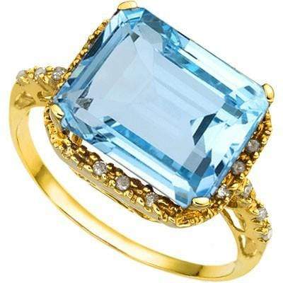 EXCLUSIVE 7.74 CARAT TW (19 PCS) BLUE TOPAZ & GENUINE DIAMOND 10K SOLID YELLOW G - Wholesalekings.com