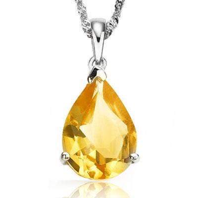 EXQUISITE 0.5 CARAT TW (1 PCS) CITRINE 10K SOLID WHITE GOLD PENDANT - Wholesalekings.com