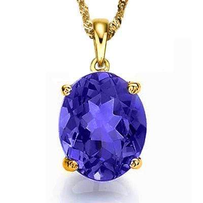 EXQUISITE 0.5 CARAT TW (1 PCS) LAB TANZANITE 10K SOLID YELLOW GOLD PENDANT - Wholesalekings.com