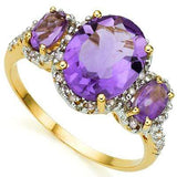 EXQUISITE 3.04 CARAT TW (25 PCS) AMETHYST & AMETHYST 10K SOLID YELLOW GOLD RING - Wholesalekings.com