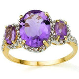 EXQUISITE 3.04 CARAT TW (25 PCS) AMETHYST & AMETHYST 10K SOLID YELLOW GOLD RING - Wholesalekings.com