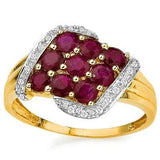 FASCINATING ! 1.29 CARAT (9 PCS) RUBY & (18 PCS) DIAMOND 10KT SOLID GOLD RING - Wholesalekings.com