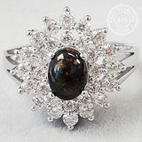 GENUINE ETHIOPIAN BLACK OPAL & CZ 0.50 CT GENUINE BLACK ETHIOPIAN OPAL 925 STERLING SILVER RING - Wholesalekings.com