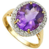 GLAMOROUS 3.532 CARAT TW (17 PCS) AMETHYST & GENUINE DIAMOND 10K SOLID YELLOW GO - Wholesalekings.com