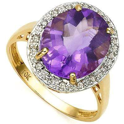 GLAMOROUS 3.532 CARAT TW (17 PCS) AMETHYST & GENUINE DIAMOND 10K SOLID YELLOW GO - Wholesalekings.com