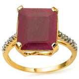GLAMOROUS 6.86 CARAT TW (9 PCS) GENUINE RUBY & GENUINE DIAMOND 10K SOLID YELLOW - Wholesalekings.com