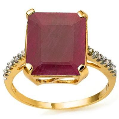 GLAMOROUS 6.86 CARAT TW (9 PCS) GENUINE RUBY & GENUINE DIAMOND 10K SOLID YELLOW - Wholesalekings.com