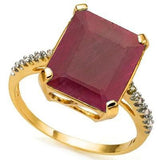 GLAMOROUS 6.86 CARAT TW (9 PCS) GENUINE RUBY & GENUINE DIAMOND 10K SOLID YELLOW - Wholesalekings.com