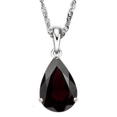 GORGEOUS 0.5 CARAT PEAR SHAPE 6X4MM GARNET 10K WHITE SOLID GOLD PENDANT - Wholesalekings.com