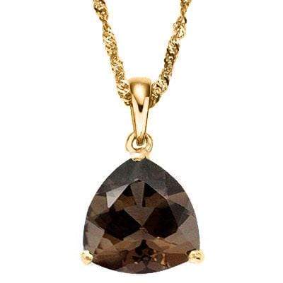 GORGEOUS 0.5 CARAT TW (1 PCS) SMOKEY TOPAZ 10K SOLID YELLOW GOLD PENDANT - Wholesalekings.com