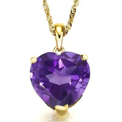 GREAT 0.5 CARAT TW (1 PCS) AMETHYST 10K SOLID YELLOW GOLD PENDANT - Wholesalekings.com