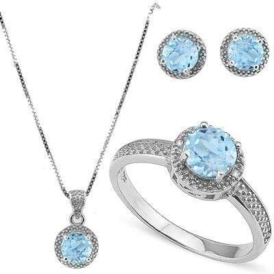 HUMONGOUS 4 CARAT BABY SWISS BLUE TOPAZS &   GENUINE DIAMONDS 925 STERLING SILVER - Wholesalekings.com