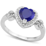 LOVELY 1.712 CARAT TW DYED GENUINE SAPPHIRE & GENUINE DIAMOND PLATINUM OVER 0.925 STERLING SILVER RING - Wholesalekings.com