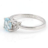 LOVELY ! 1 CARAT BABY SWISS BLUE TOPAZ & DIAMOND 925 STERLING SILVER RING - Wholesalekings.com