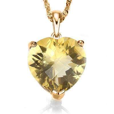 MAGNIFICENT 0.5 CARAT 5MM HEART CITRINE 10K SOLID YELLOW GOLD PENDANT - Wholesalekings.com